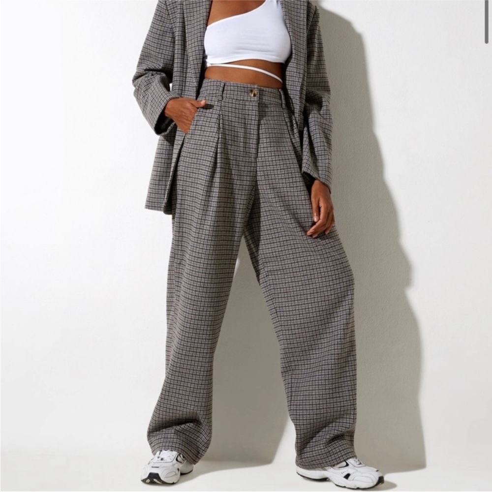 Motel Rocks Checkered Wide-Leg Pants